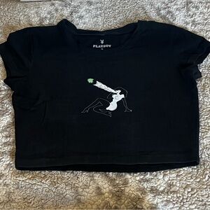 RARE!!! Playboy Black Crop Top with Graphic Design